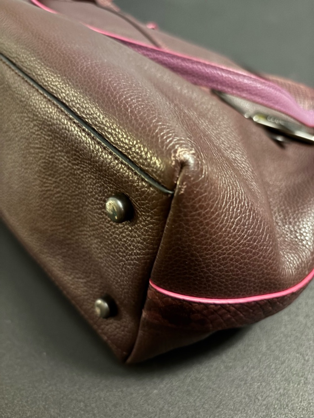 Coach Tyler Leather Tote Burgundy w/Purple/Snake Details, Crossbody Strap - Picture 16 of 16